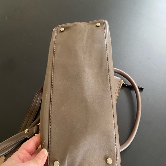 KSNY wool plaid with leather trim handbag. - Picture 4 of 4